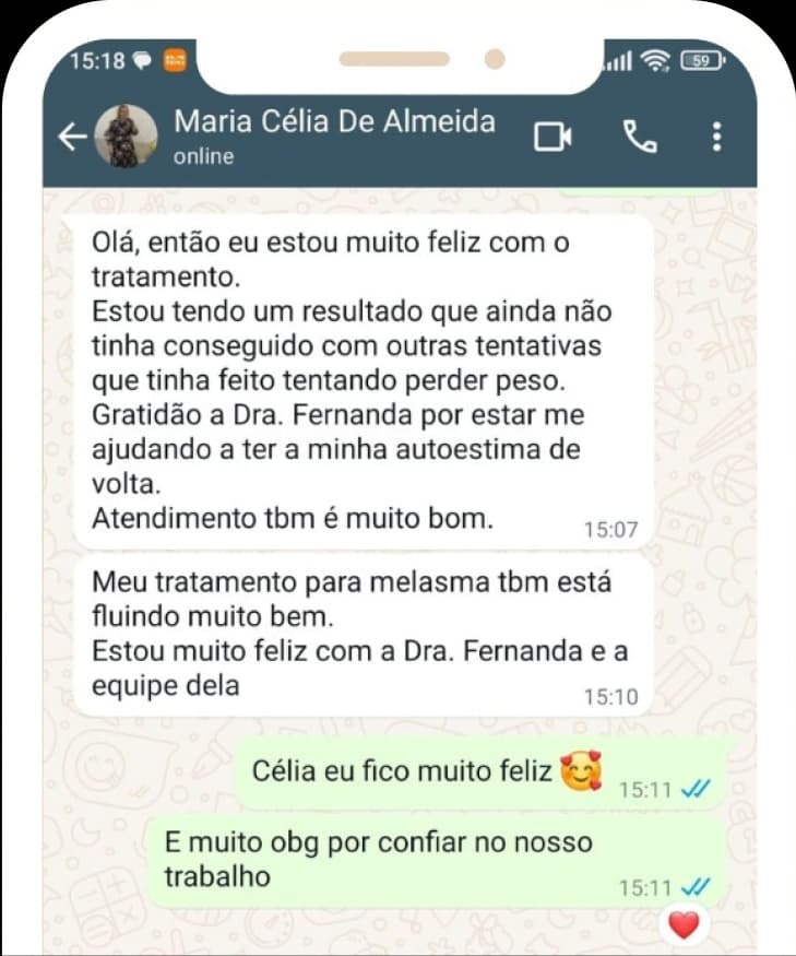 Depoimento de paciente satisfeita com o tratamento - Maria Célia